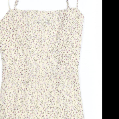 Nasty Gal Womens Beige Geometric Polyester Shift Size 6 Square Neck Zip