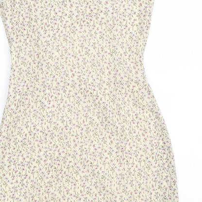 Nasty Gal Womens Beige Geometric Polyester Shift Size 6 Square Neck Zip