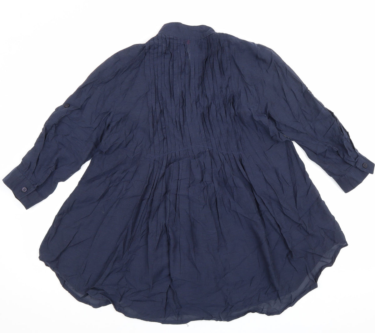 Lux Womens Blue Cotton Basic Blouse Size S V-Neck