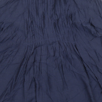 Lux Womens Blue Cotton Basic Blouse Size S V-Neck