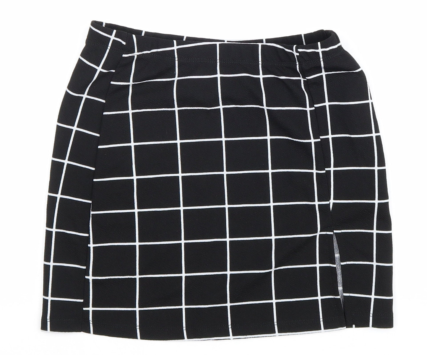 SheIn Womens Black Check Polyester Mini Skirt Size XS