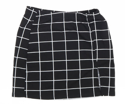 SheIn Womens Black Check Polyester Mini Skirt Size XS