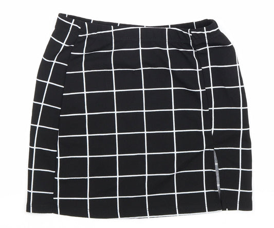 SheIn Womens Black Check Polyester Mini Skirt Size XS