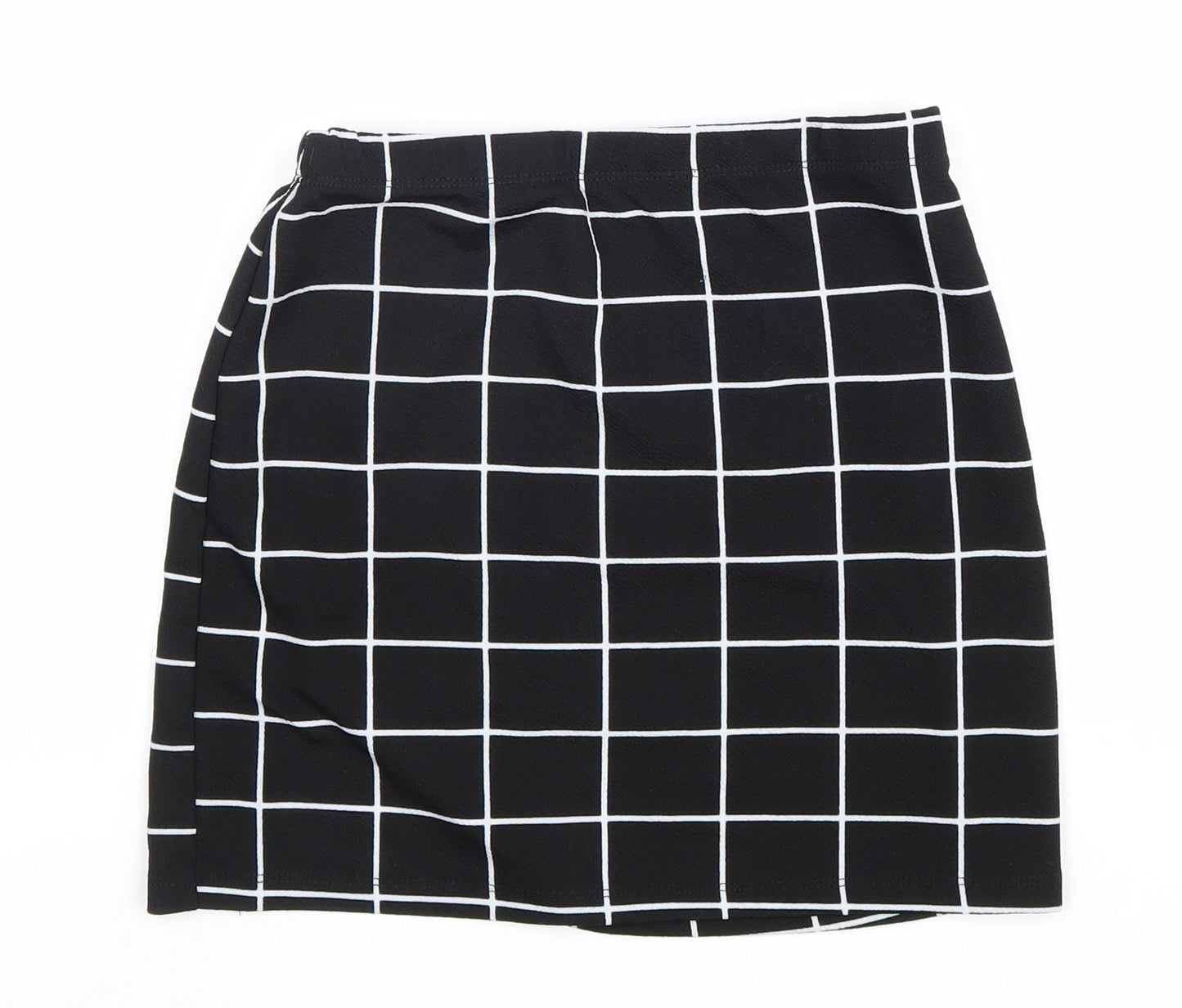 SheIn Womens Black Check Polyester Mini Skirt Size XS
