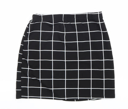 SheIn Womens Black Check Polyester Mini Skirt Size XS