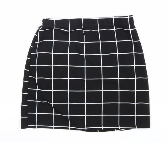 SheIn Womens Black Check Polyester Mini Skirt Size XS
