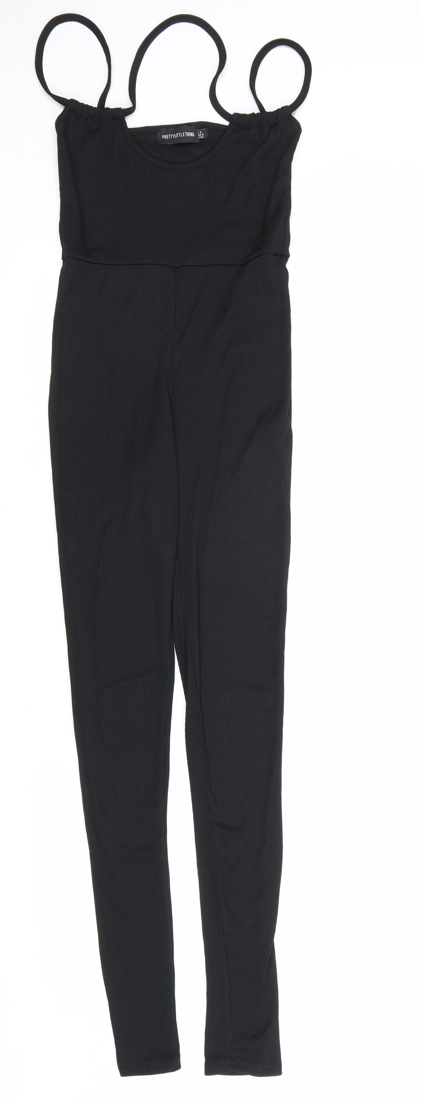 PRETTYLITTLETHING Womens Black Polyester Jumpsuit One-Piece Size 4XL L31 in Pullover