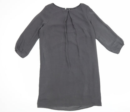 H&M Womens Grey Polyester A-Line Size 10 Round Neck Zip