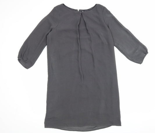 H&M Womens Grey Polyester A-Line Size 10 Round Neck Zip