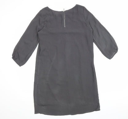 H&M Womens Grey Polyester A-Line Size 10 Round Neck Zip