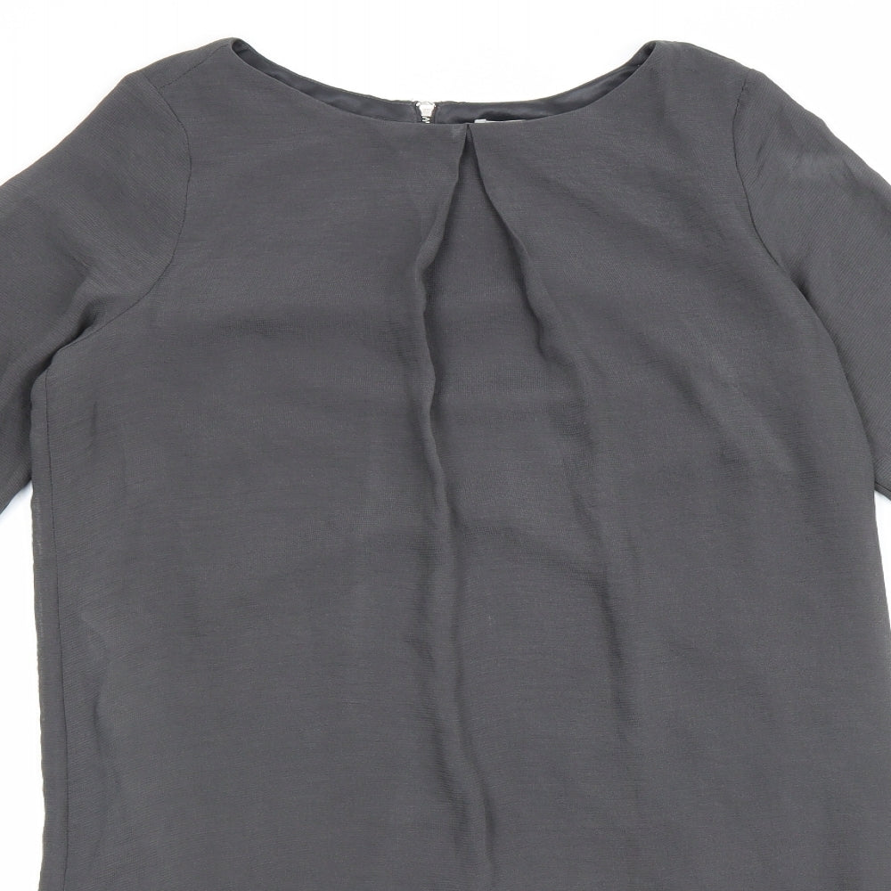 H&M Womens Grey Polyester A-Line Size 10 Round Neck Zip