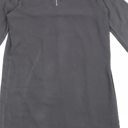 H&M Womens Grey Polyester A-Line Size 10 Round Neck Zip