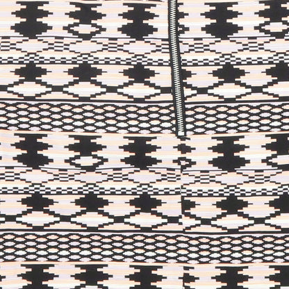 Miss Selfridge Womens Multicoloured Geometric Cotton Basic T-Shirt Size 8 Round Neck