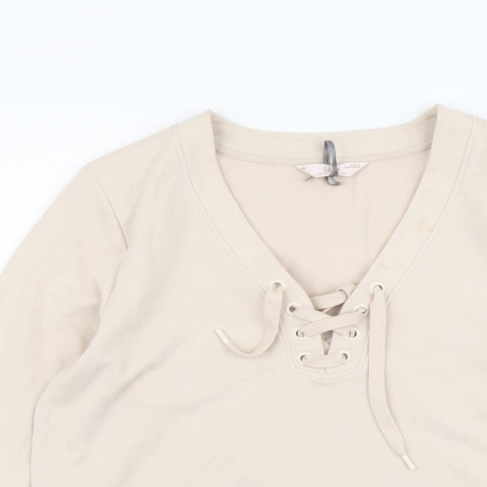 Marks and Spencer Womens Beige Cotton Pullover Sweatshirt Size M Pullover - Lace Up