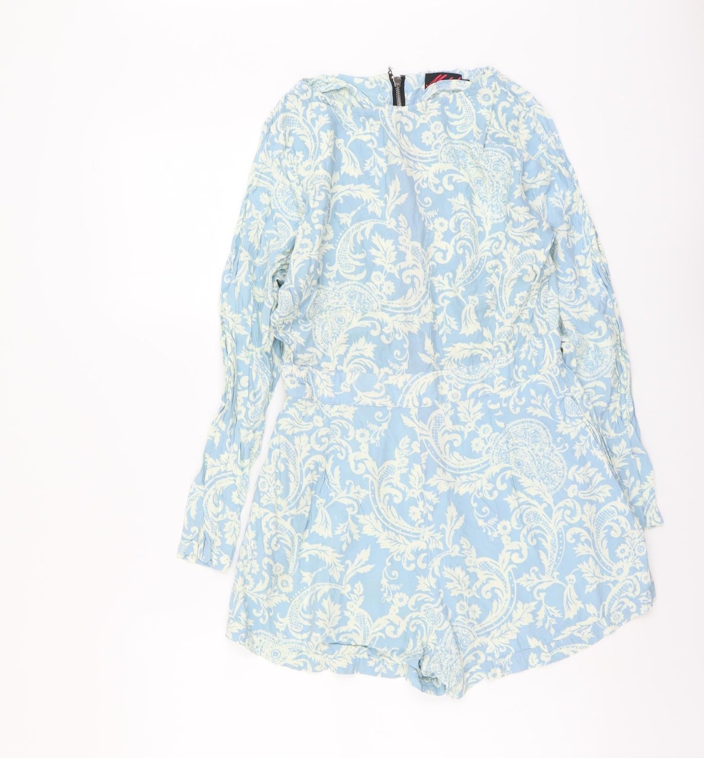 Motel Womens Blue Paisley Viscose Playsuit One-Piece Size M Zip