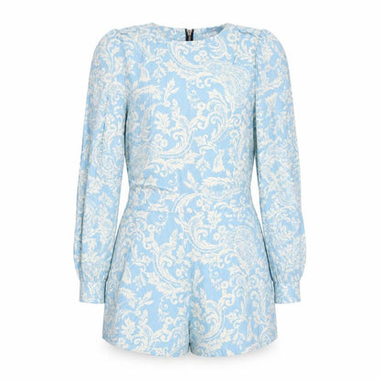 Motel Womens Blue Paisley Viscose Playsuit One-Piece Size M Zip