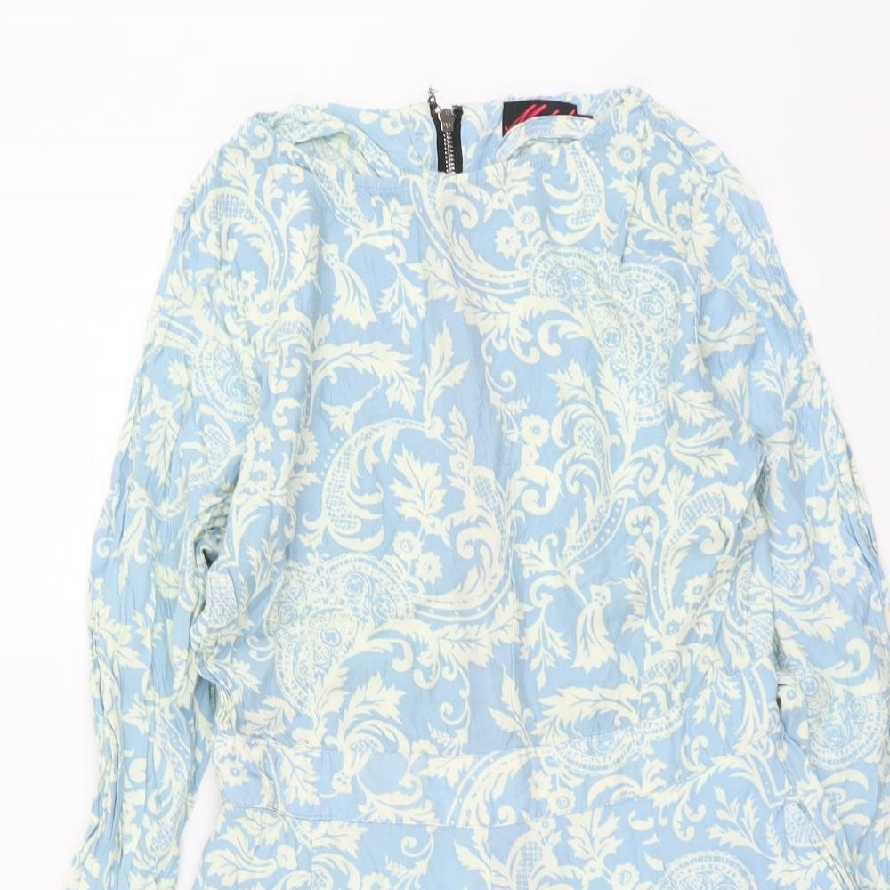 Motel Womens Blue Paisley Viscose Playsuit One-Piece Size M Zip