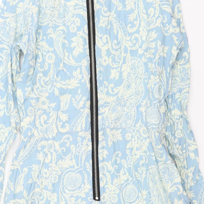 Motel Womens Blue Paisley Viscose Playsuit One-Piece Size M Zip