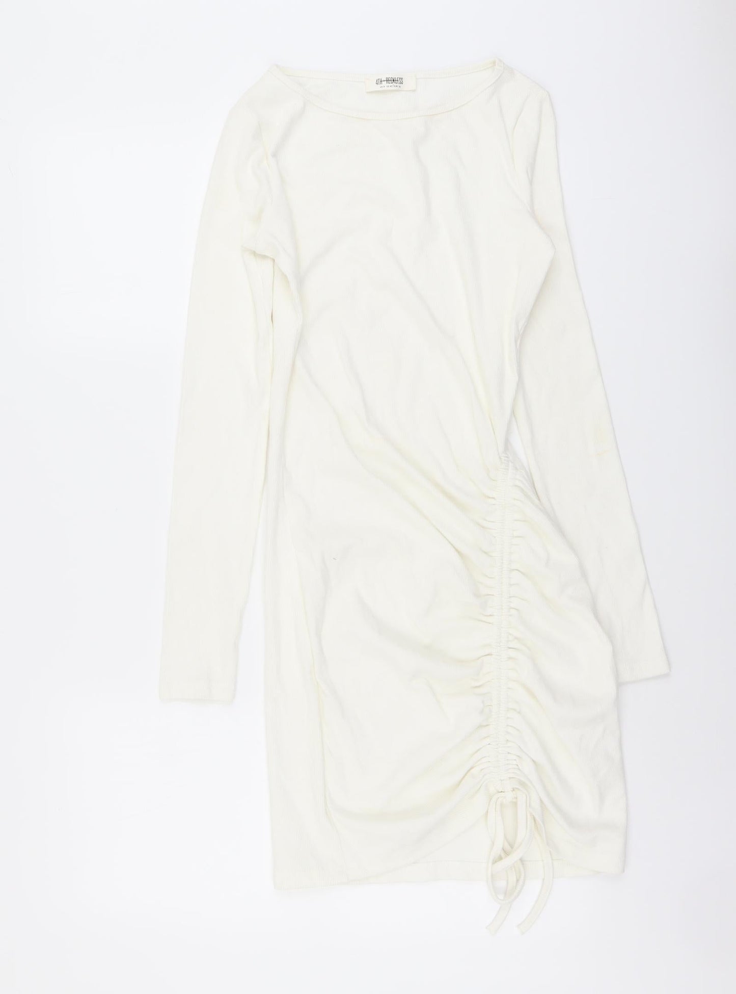 4th Reckless Womens Ivory Cotton Pencil Dress Size 8 Boat Neck Pullover