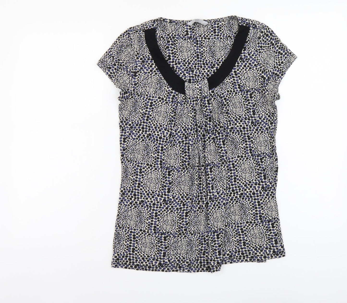 TU Womens Multicoloured Geometric Viscose Basic Blouse Size 12 Round Neck