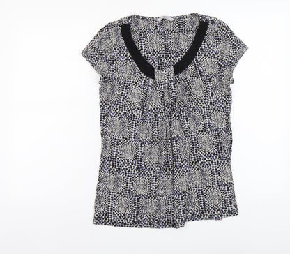 TU Womens Multicoloured Geometric Viscose Basic Blouse Size 12 Round Neck