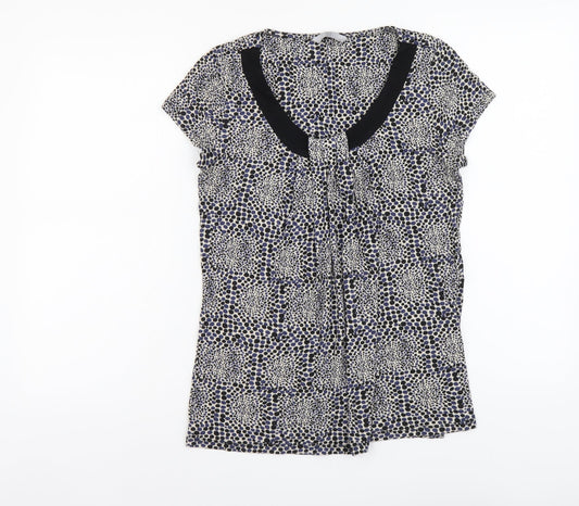 TU Womens Multicoloured Geometric Viscose Basic Blouse Size 12 Round Neck