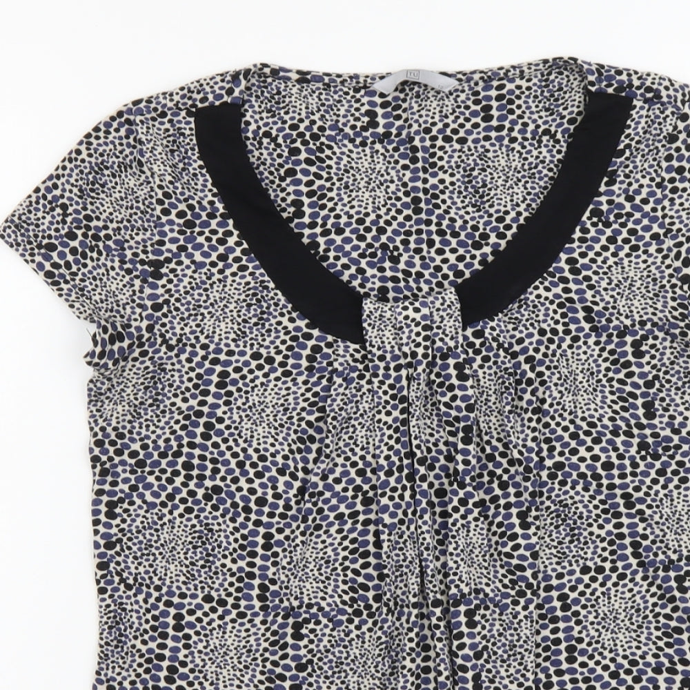 TU Womens Multicoloured Geometric Viscose Basic Blouse Size 12 Round Neck