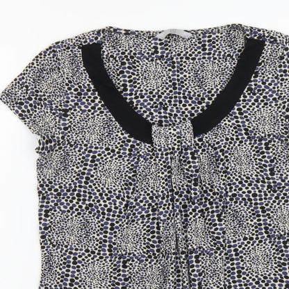 TU Womens Multicoloured Geometric Viscose Basic Blouse Size 12 Round Neck