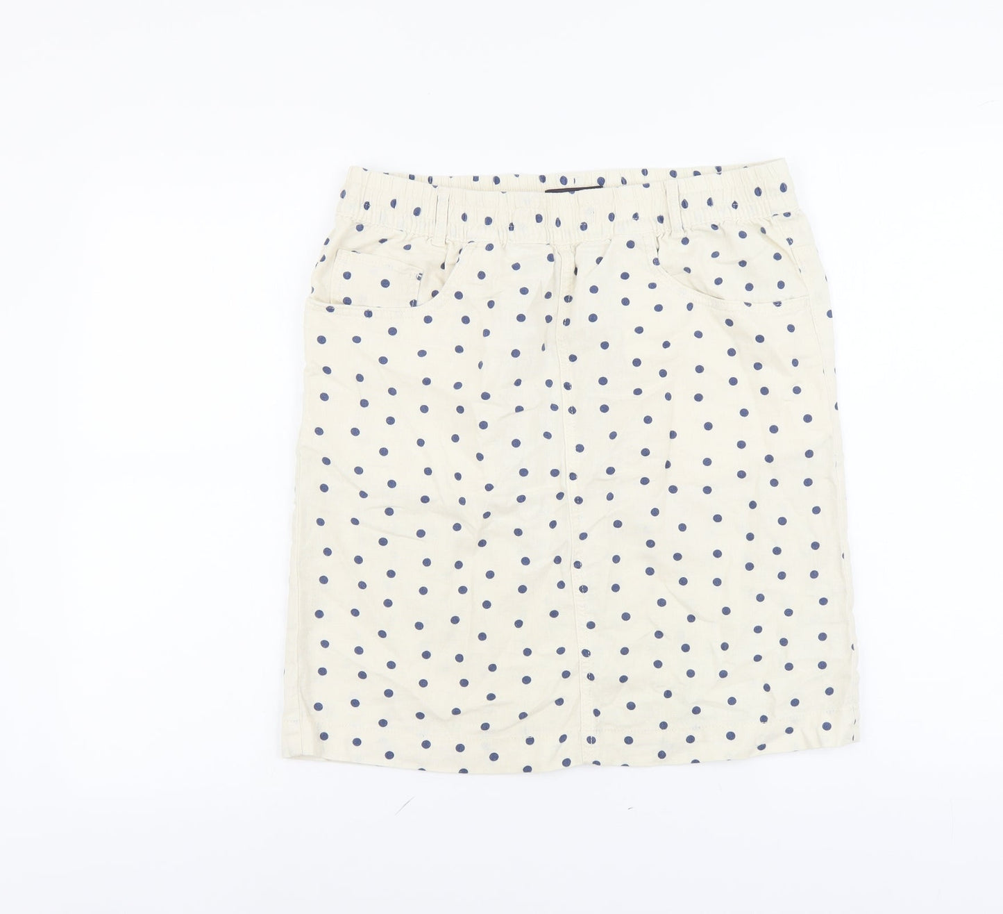 Marks and Spencer Womens Beige Polka Dot Cotton Straight & Pencil Skirt Size 12