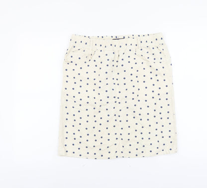Marks and Spencer Womens Beige Polka Dot Cotton Straight & Pencil Skirt Size 12