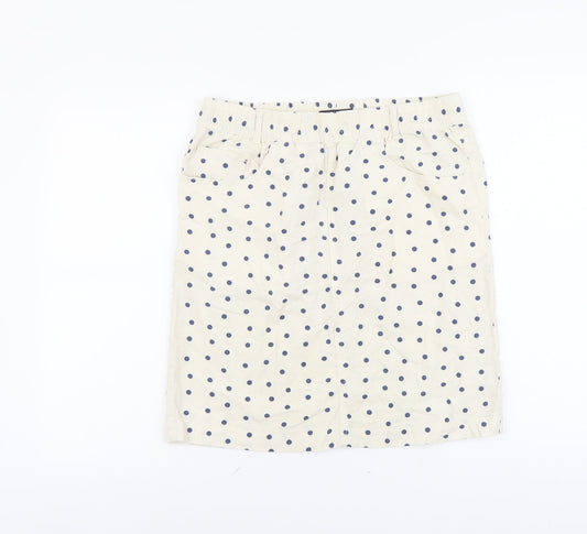 Marks and Spencer Womens Beige Polka Dot Cotton Straight & Pencil Skirt Size 12