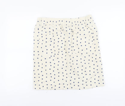 Marks and Spencer Womens Beige Polka Dot Cotton Straight & Pencil Skirt Size 12