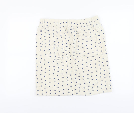 Marks and Spencer Womens Beige Polka Dot Cotton Straight & Pencil Skirt Size 12
