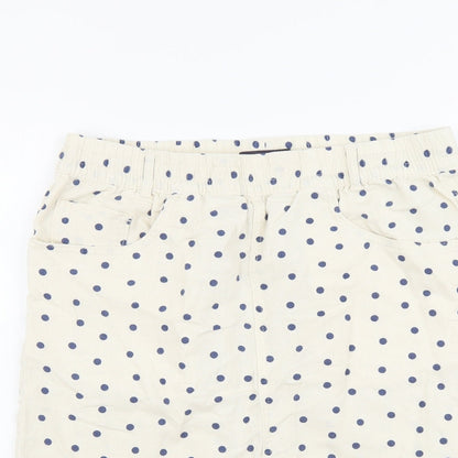 Marks and Spencer Womens Beige Polka Dot Cotton Straight & Pencil Skirt Size 12