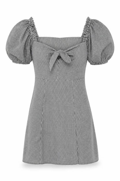 Miss Selfridge Womens Grey Gingham Polyester Mini Size 6 Sweetheart Zip