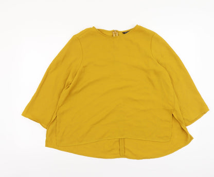 Womens UK Size 10 Topshop Yellow Basic T-Shirt