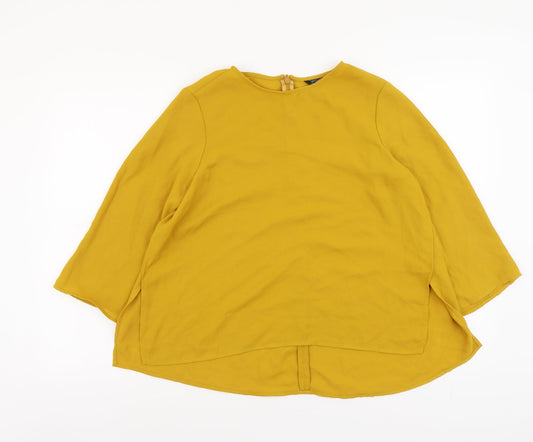 Womens UK Size 10 Topshop Yellow Basic T-Shirt