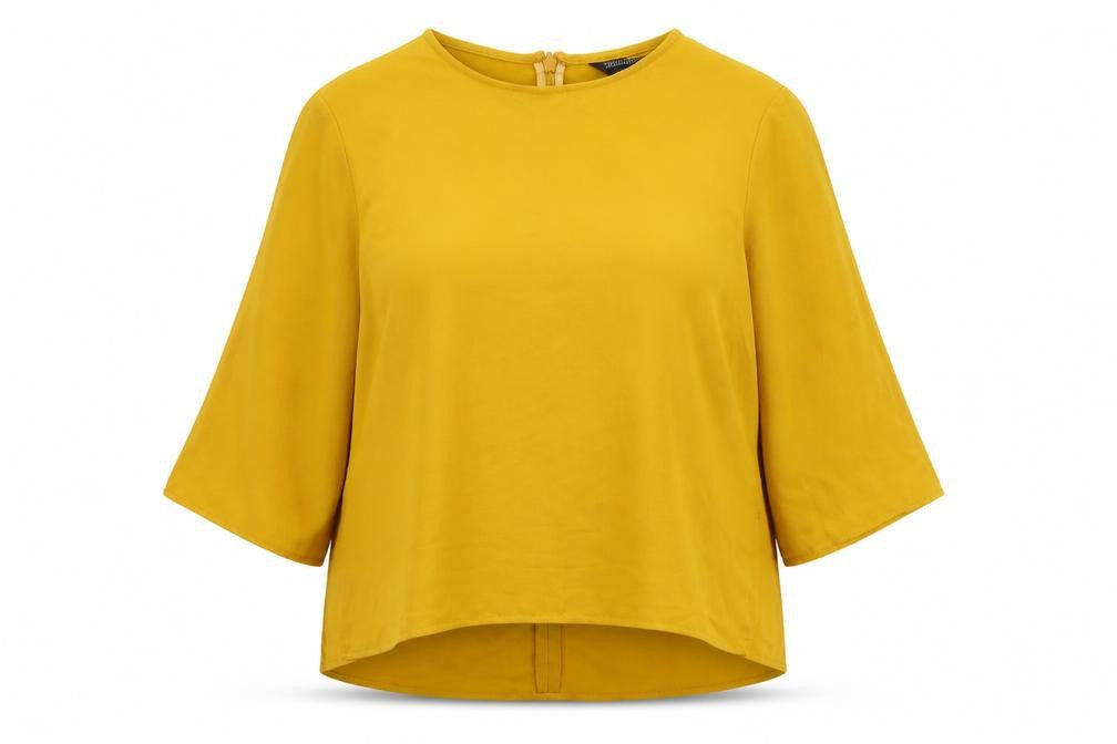 Womens UK Size 10 Topshop Yellow Basic T-Shirt