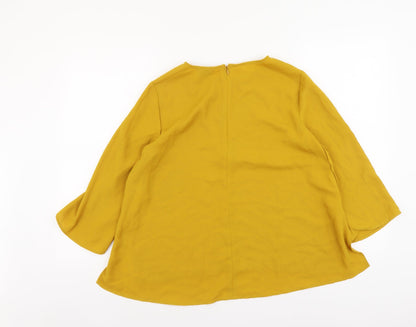 Womens UK Size 10 Topshop Yellow Basic T-Shirt
