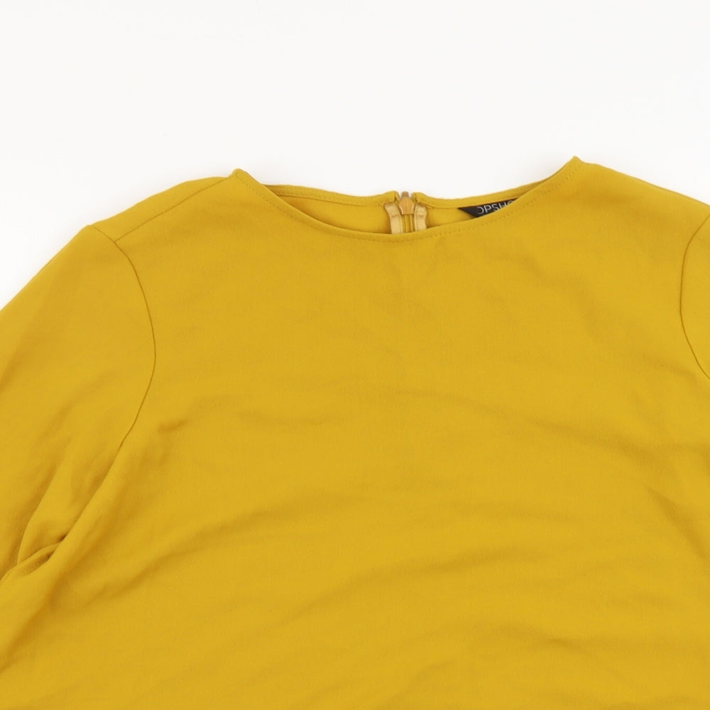 Womens UK Size 10 Topshop Yellow Basic T-Shirt