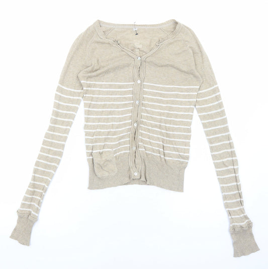 Womens UK Size S Preworn Beige Cardigan Jumper