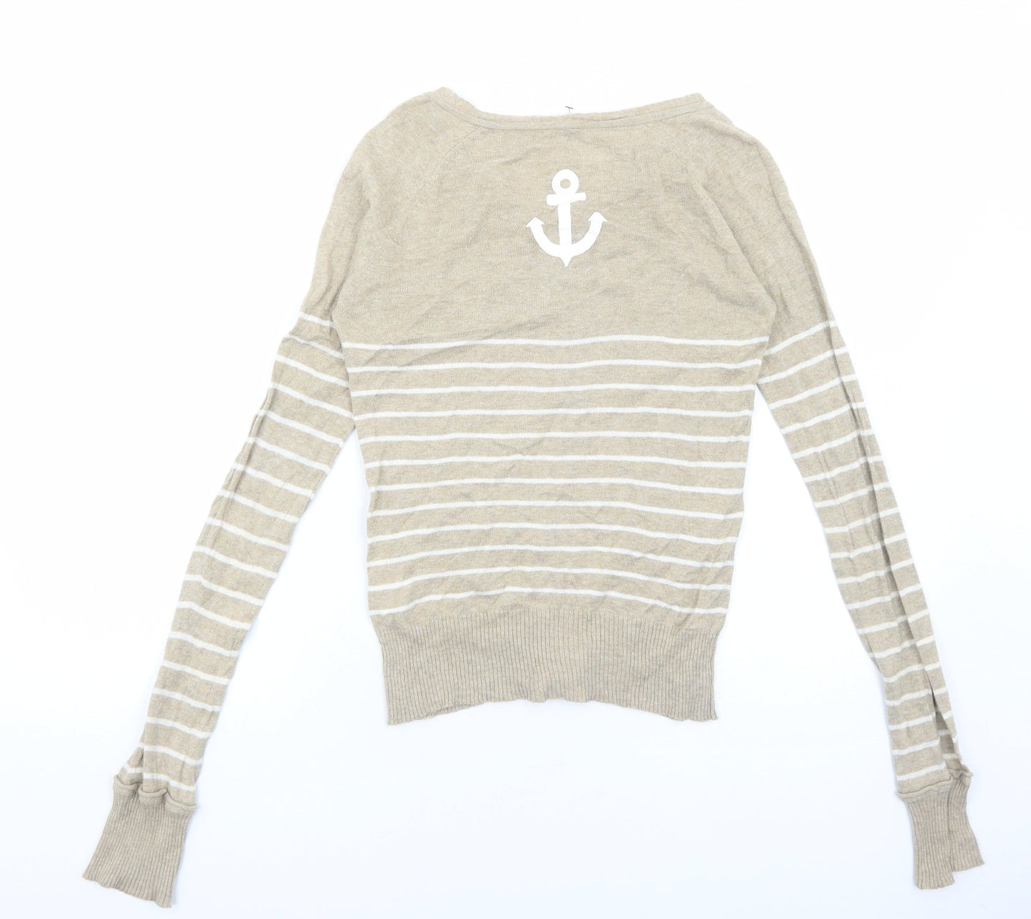 Womens UK Size S Preworn Beige Cardigan Jumper