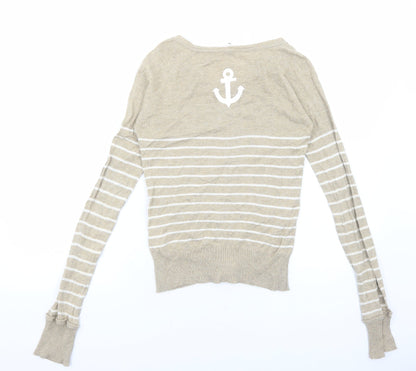 Womens UK Size S Preworn Beige Cardigan Jumper
