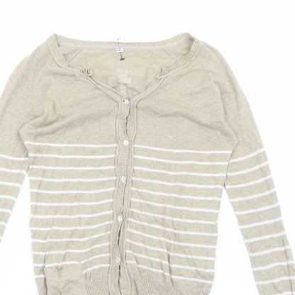 Womens UK Size S Preworn Beige Cardigan Jumper