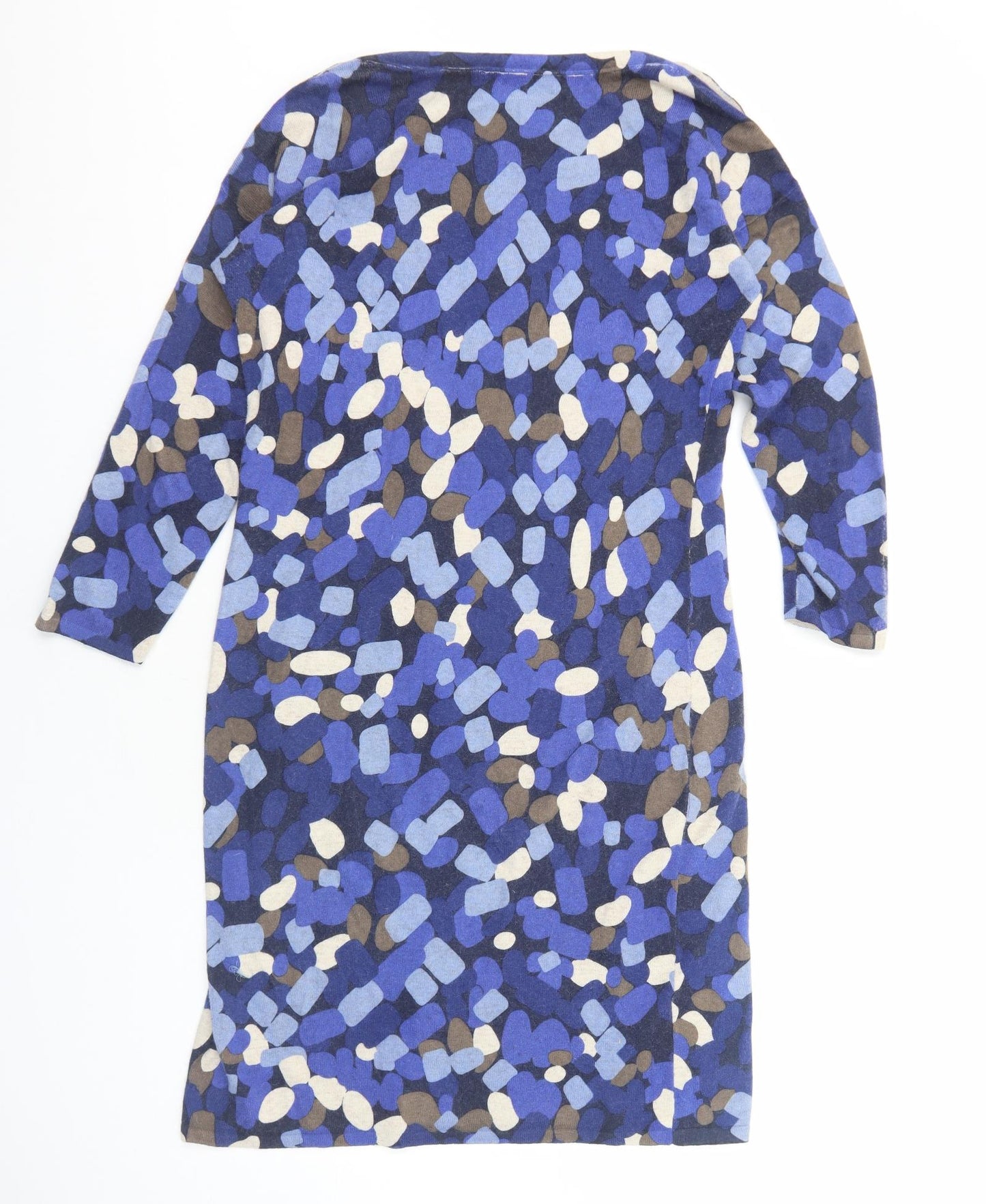 CC Womens Blue Geometric Cotton Jumper Dress Size M Round Neck Pullover