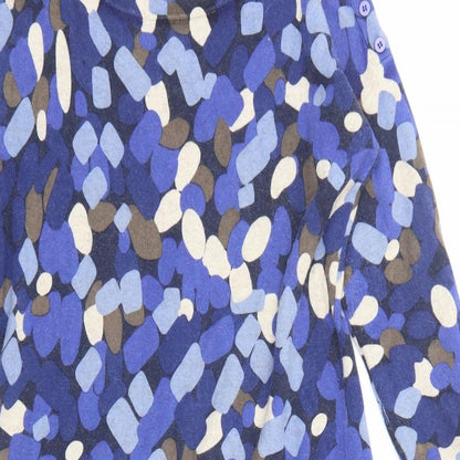 CC Womens Blue Geometric Cotton Jumper Dress Size M Round Neck Pullover