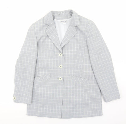 Meico Womens Grey Geometric Jacket Blazer Size 10 Buckle