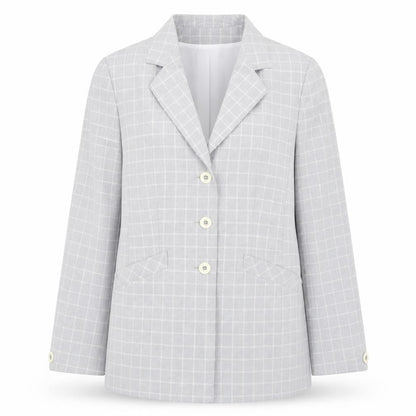 Meico Womens Grey Geometric Jacket Blazer Size 10 Buckle