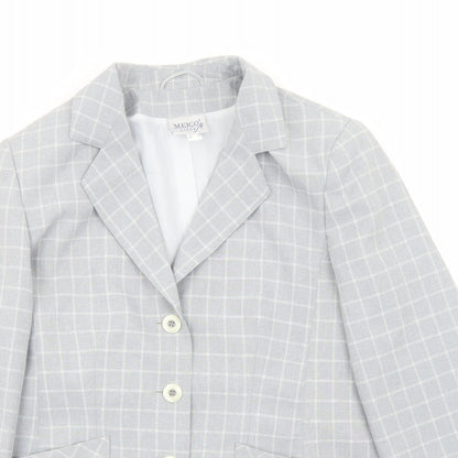 Meico Womens Grey Geometric Jacket Blazer Size 10 Buckle