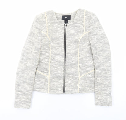 H&M Womens Ivory Geometric Jacket Size 8 Zip